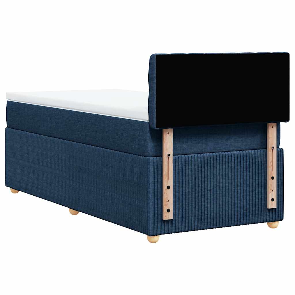 Krevet s oprugama i madracem plavi 90 x 190 cm od tkanine