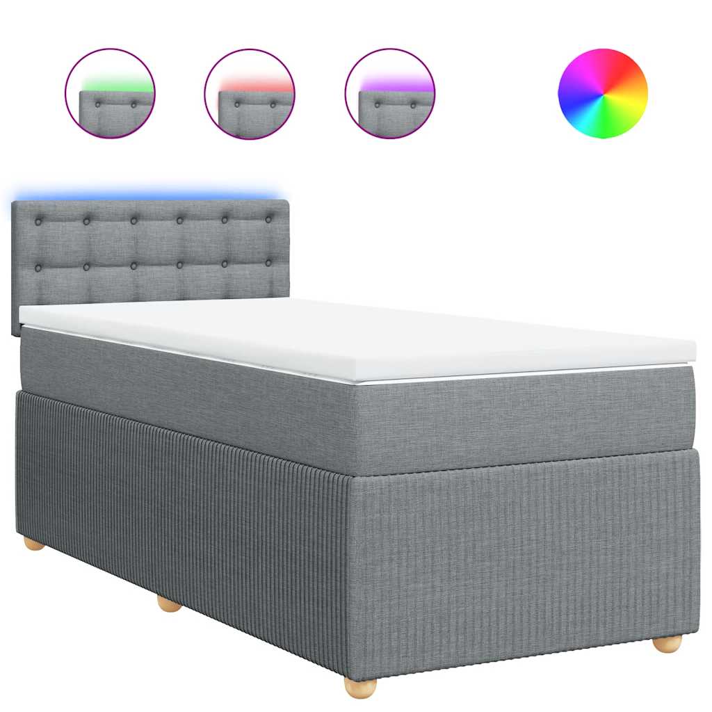Box spring krevet s madracem svjetlosivi 90x190 cm od tkanine