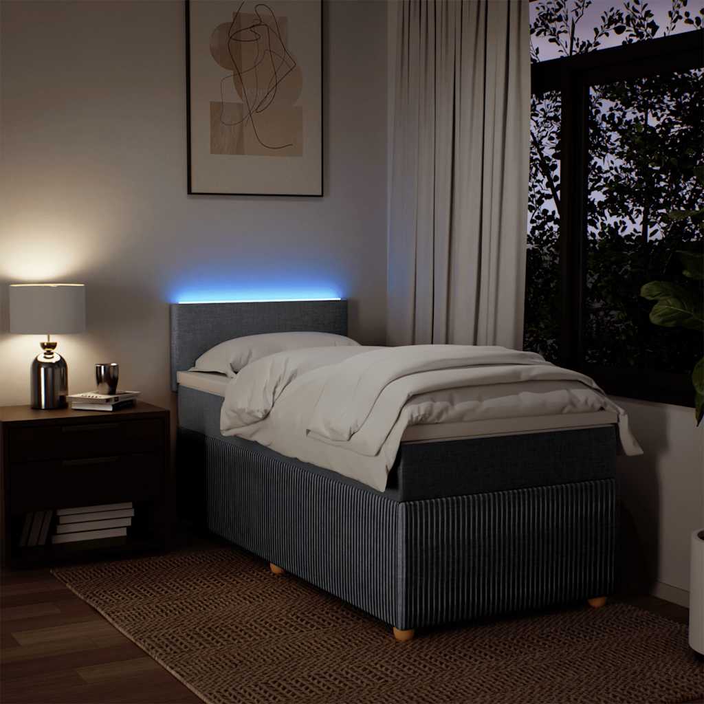 Okvir kreveta s oprugama i madrac svjetlosivi 90x200cm tkanina