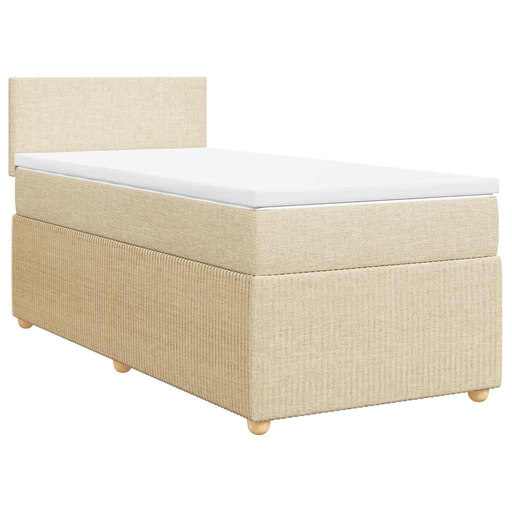 Krevet s oprugama i madracem krem 100 x 200 cm od tkanine