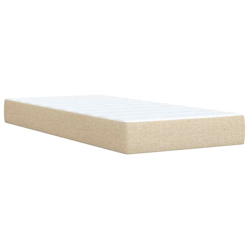 Krevet s oprugama i madracem krem 100 x 200 cm od tkanine