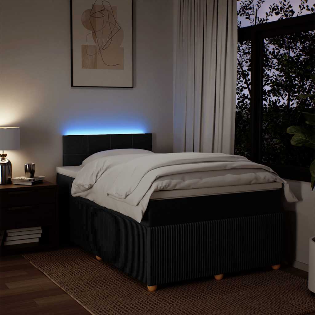 Krevet box spring s madracem crni 120 x 190 cm od tkanine