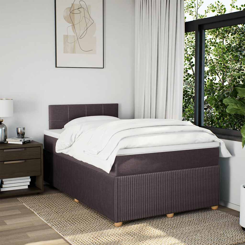 Krevet box spring s madracem tamnosmeđi 120 x 190 cm od tkanine