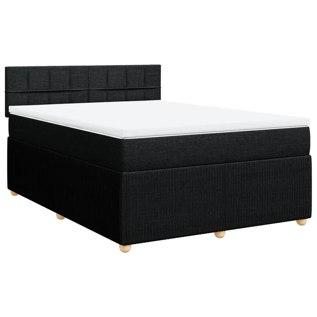 Krevet s oprugama i madracem crni 140 x 190 cm od tkanine