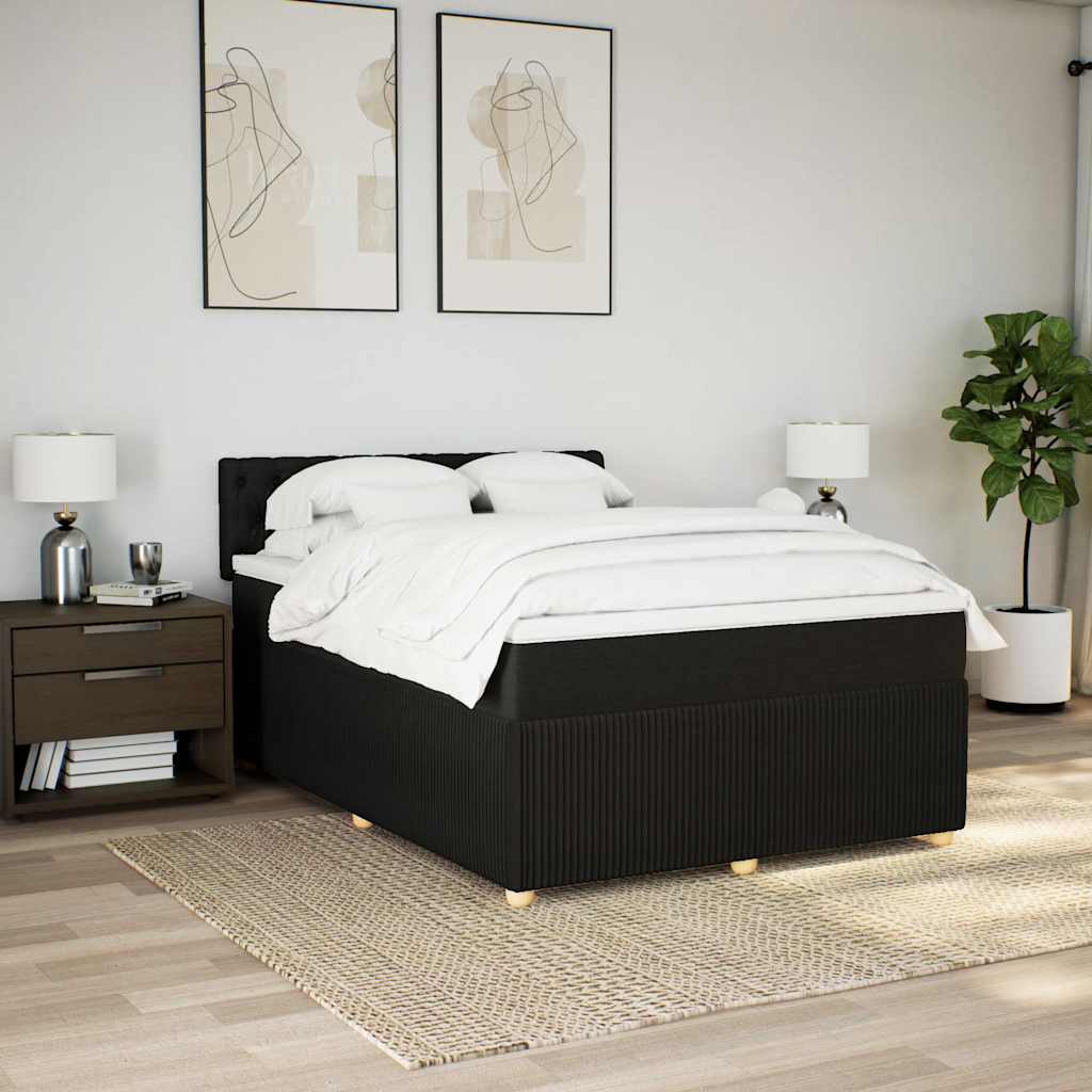 Krevet s oprugama i madracem crni 140 x 190 cm od tkanine