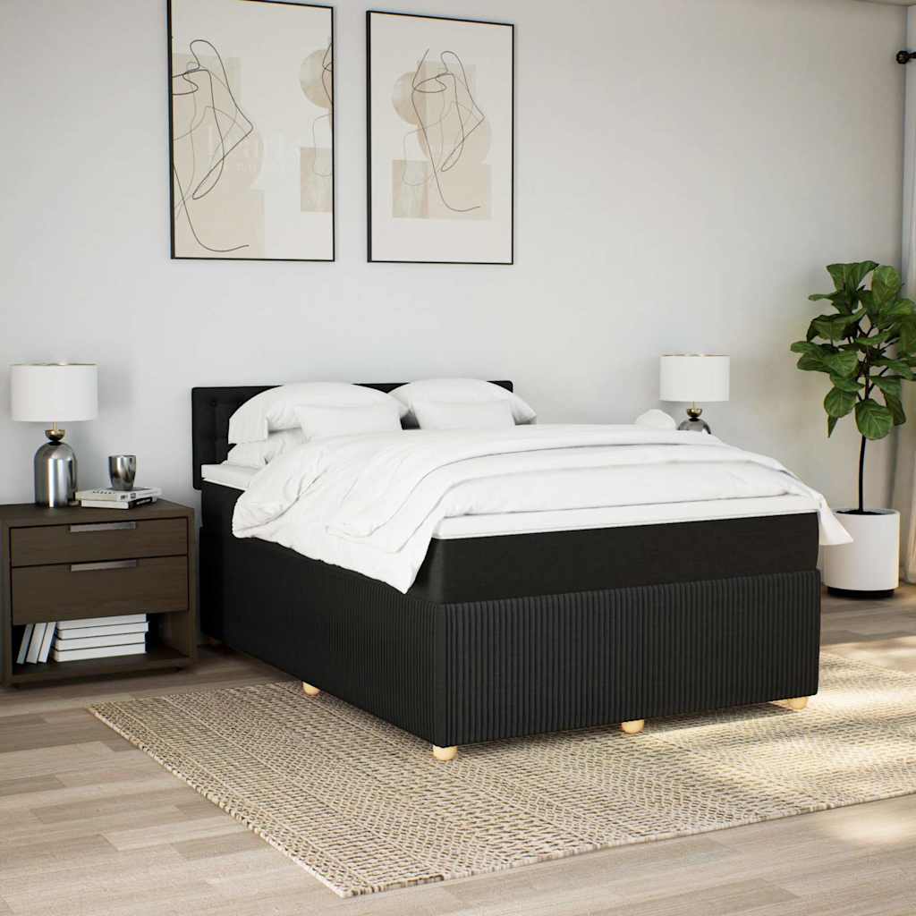 Krevet s oprugama i madracem crni 140x200 cm od tkanine