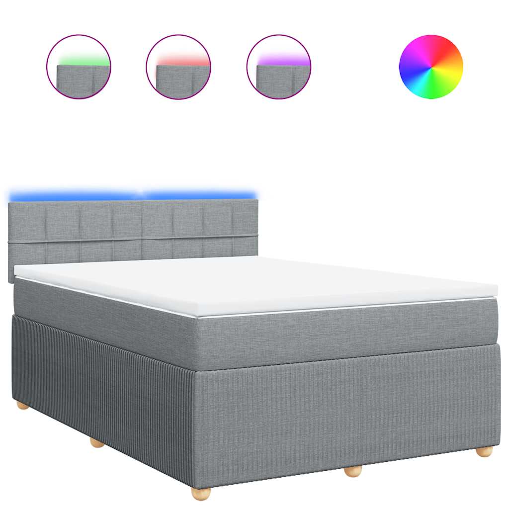 Krevet box spring s madracem svjetlosiva 160x200 cm tkanina
