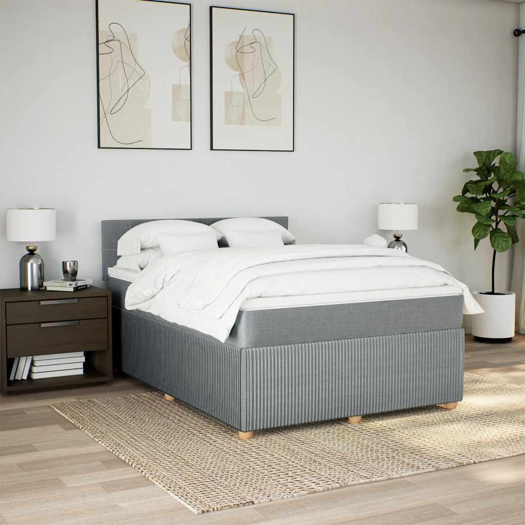 Krevet box spring s madracem svjetlosiva 160x200 cm tkanina