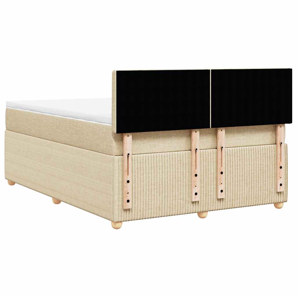 Krevet s oprugama i madracem krem 160x200 cm od tkanine