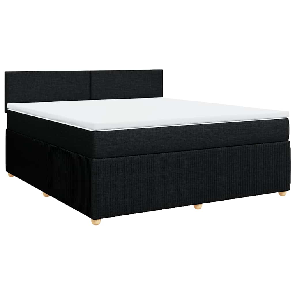 Krevet s oprugama i madracem crni 180x200 cm od tkanine