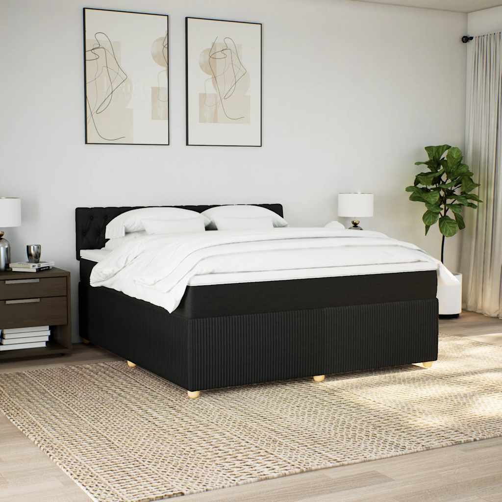 Krevet s oprugama i madracem crni 180x200 cm od tkanine