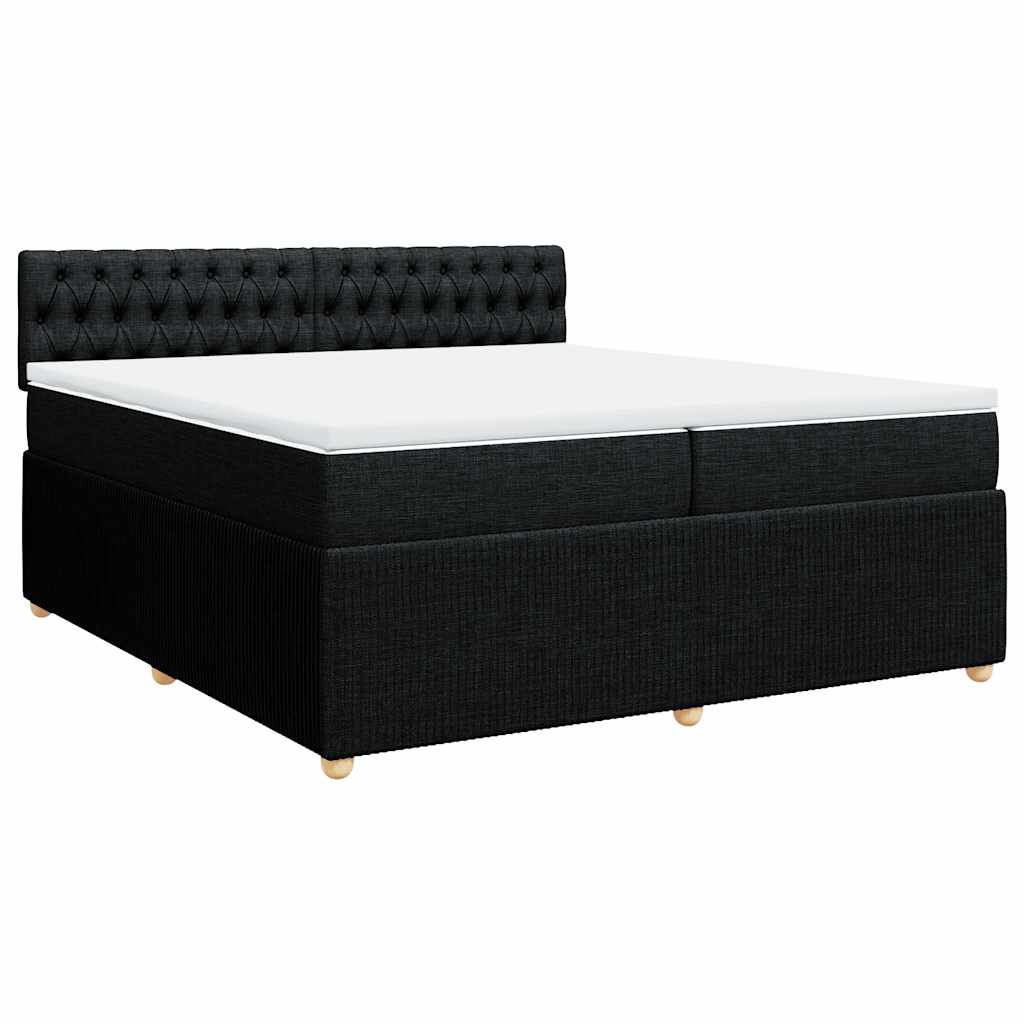 Krevet s oprugama i madracem crni 200x200 cm od tkanine