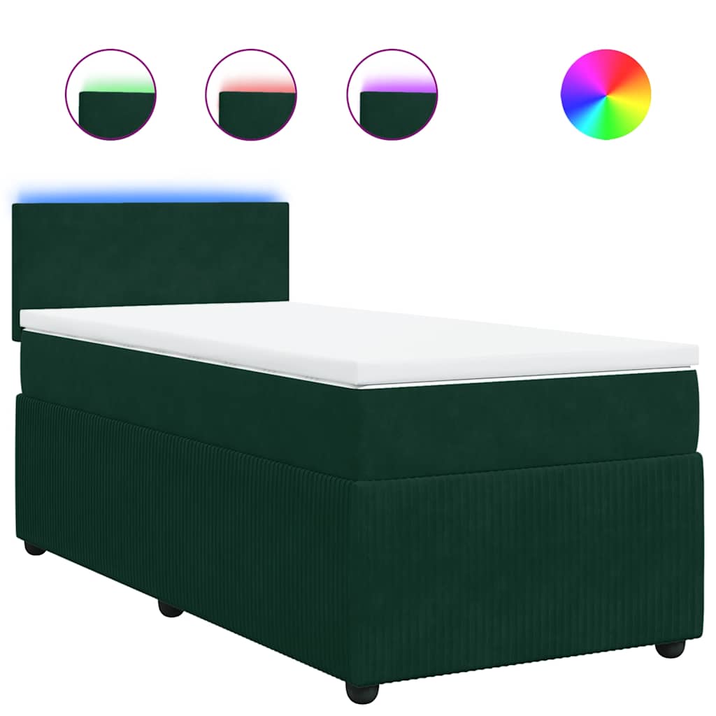 Box spring krevet s madracem tamnozeleni 80 x 200 cm baršunasti
