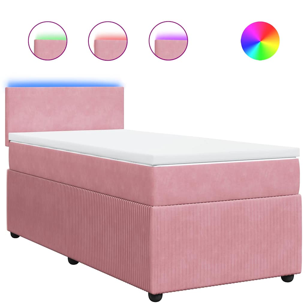 Box spring krevet s madracem ružičasti 80 x 200 cm baršunasti