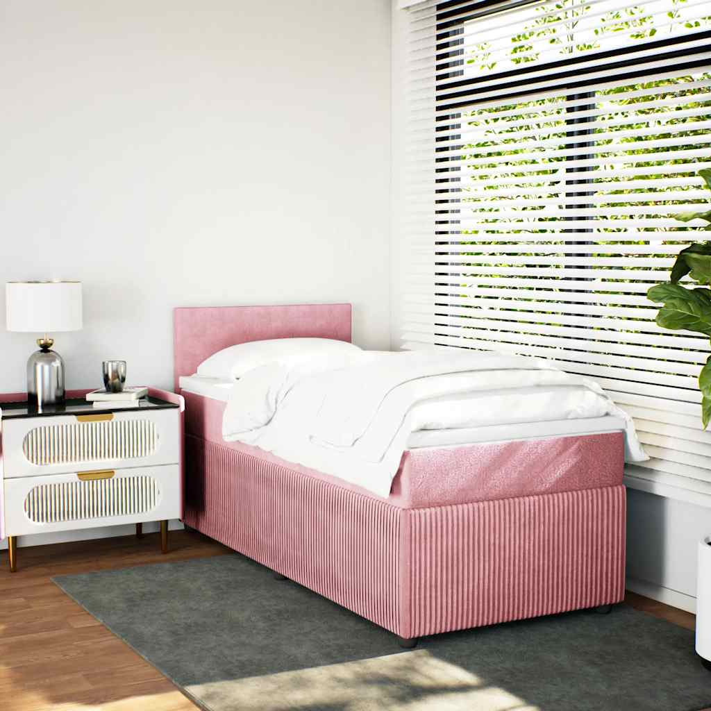 Box spring krevet s madracem ružičasti 80 x 200 cm baršunasti