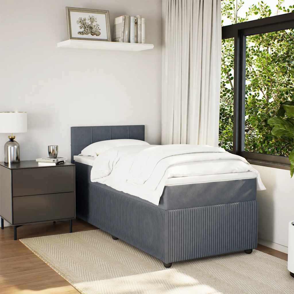 Box spring krevet s madracem tamnosivi 80 x 200 cm baršunasti