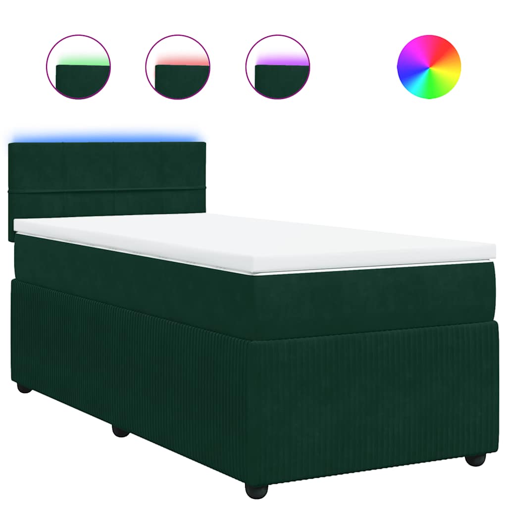 Box spring krevet s madracem tamnozeleni 80 x 200 cm baršunasti
