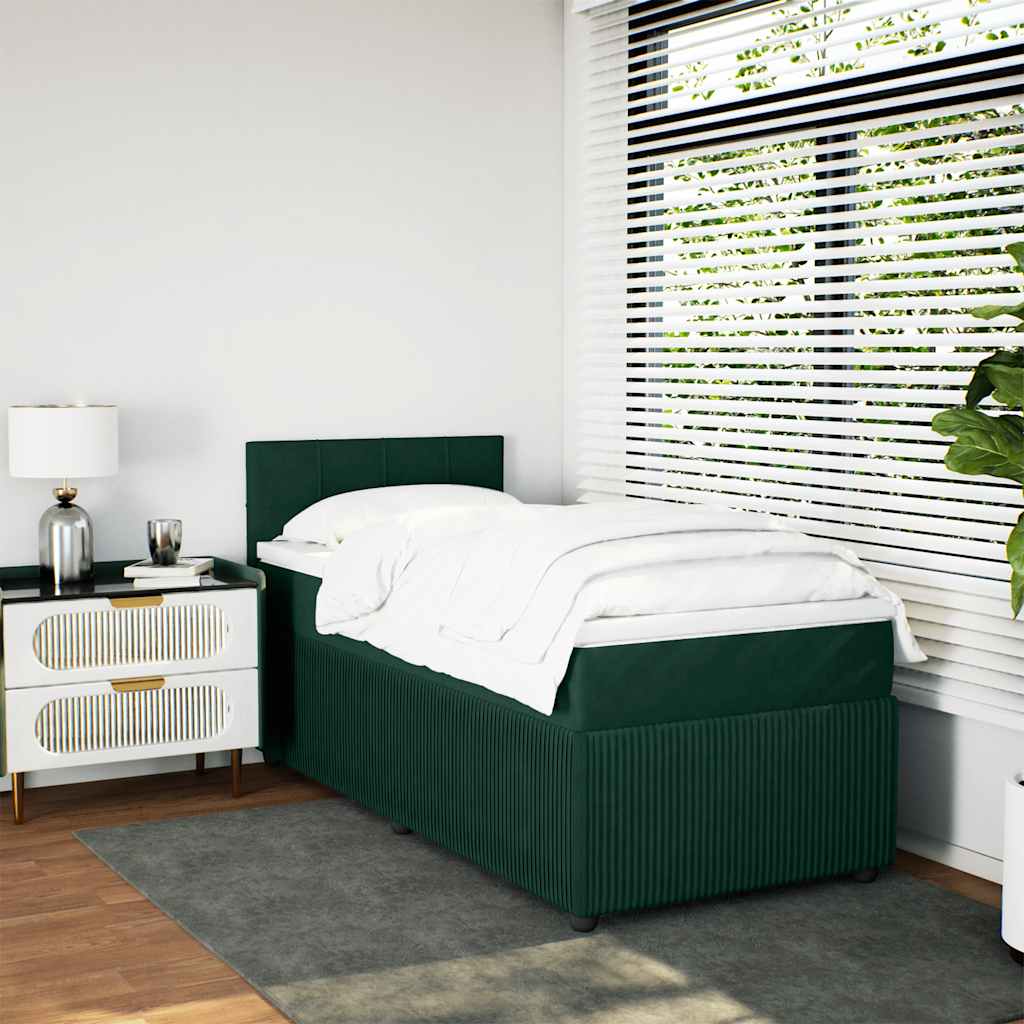 Box spring krevet s madracem tamnozeleni 80 x 200 cm baršunasti