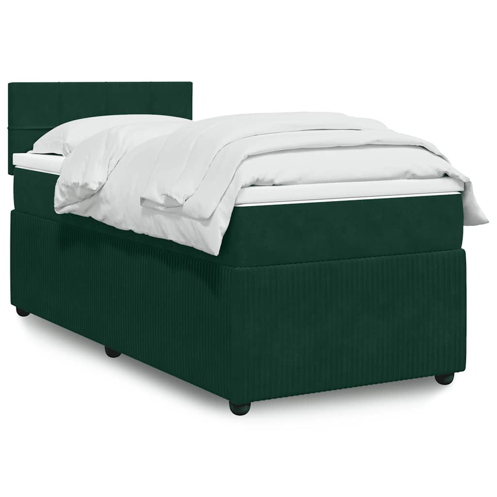 Box spring krevet s madracem tamnozeleni 80 x 200 cm baršunasti