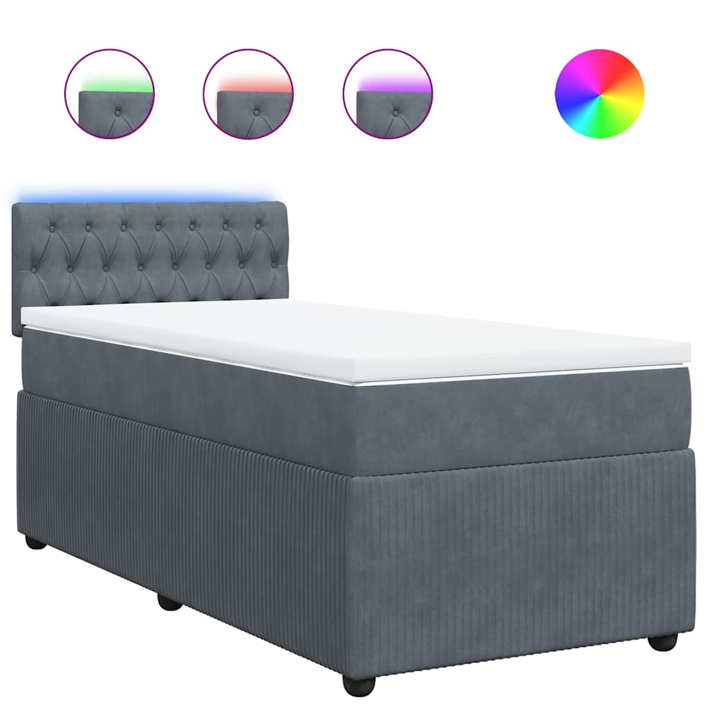 Box spring krevet s madracem tamnosivi 80 x 200 cm baršunasti