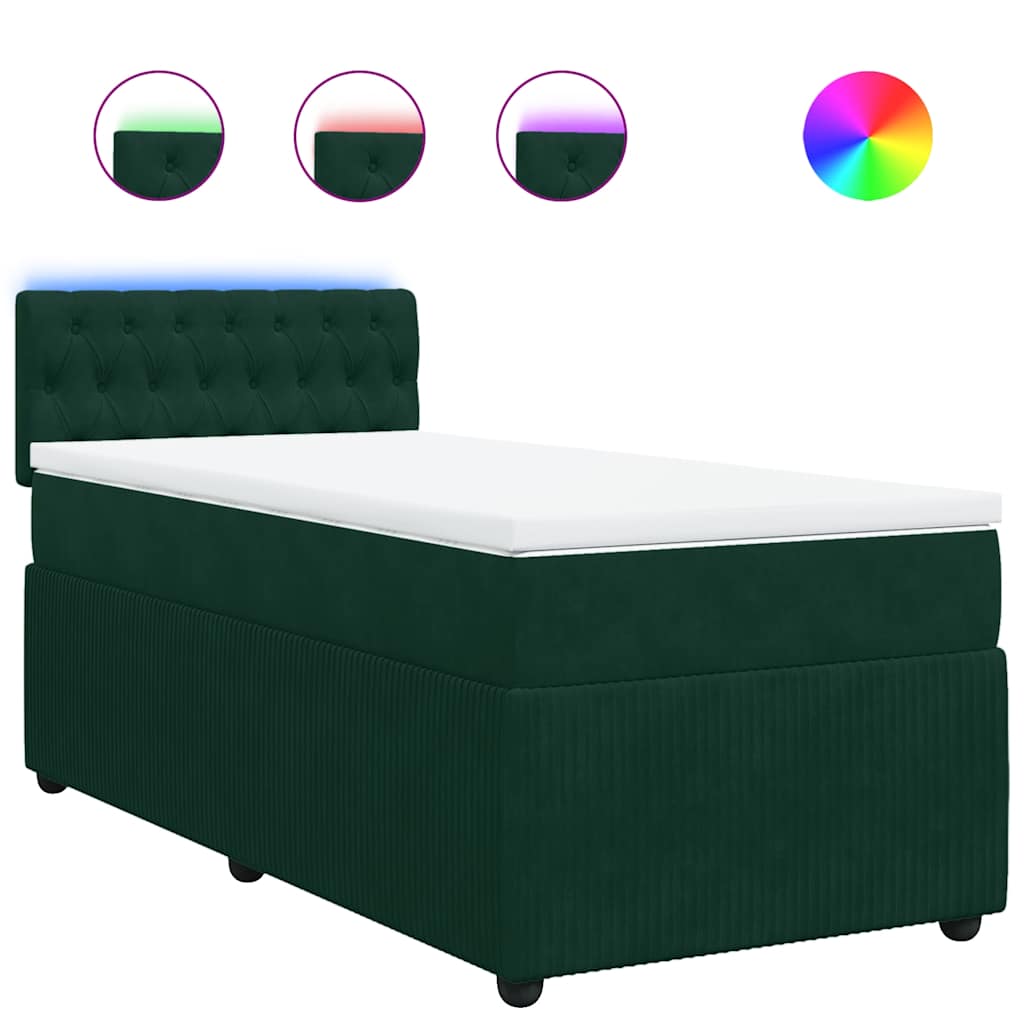 Box spring krevet s madracem tamnozeleni 80 x 200 cm baršunasti