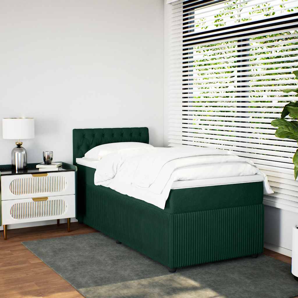 Box spring krevet s madracem tamnozeleni 80 x 200 cm baršunasti