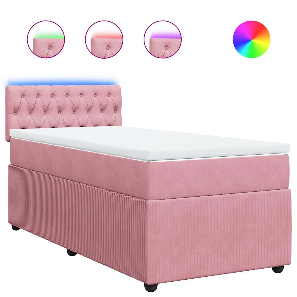 Box spring krevet s madracem ružičasti 80 x 200 cm baršunasti