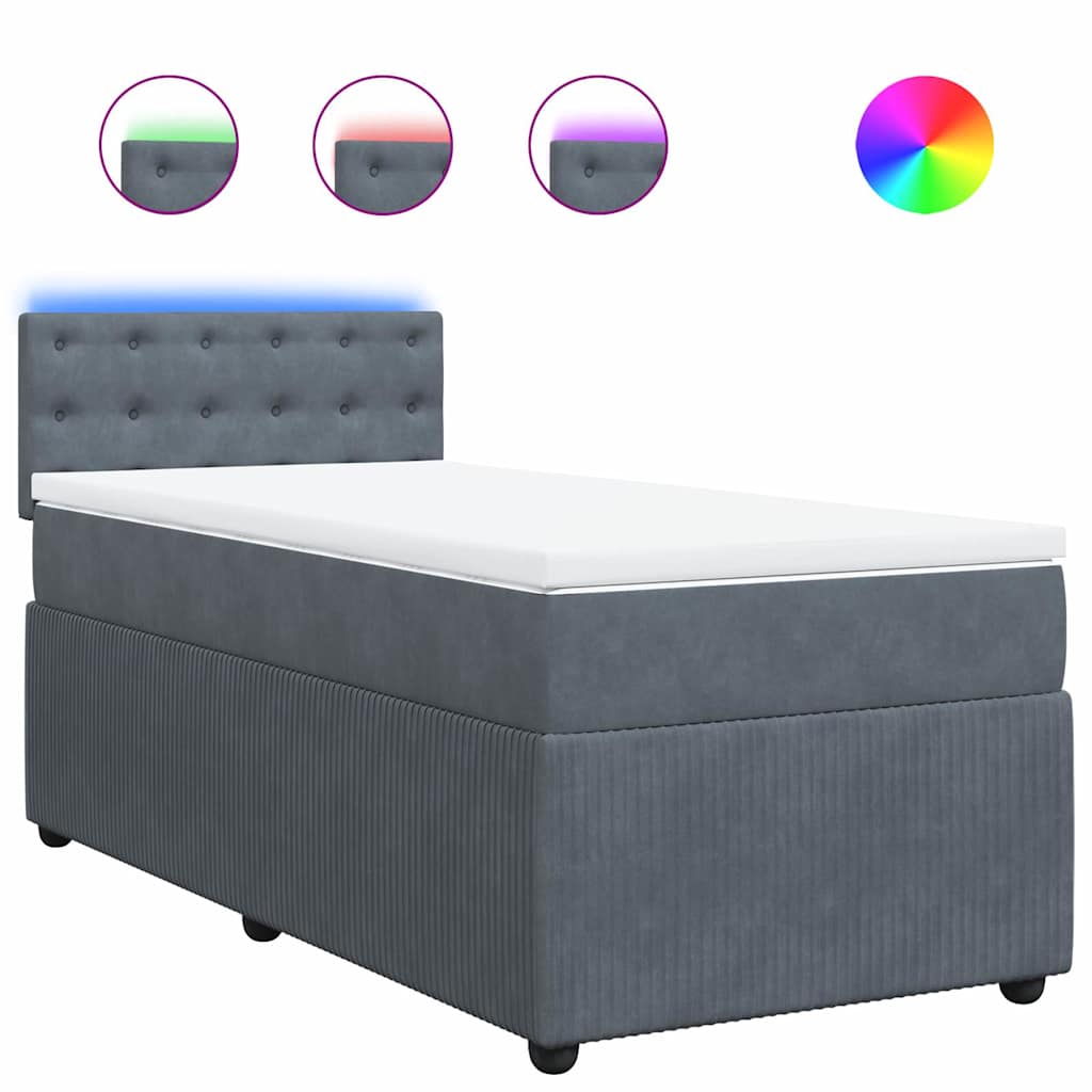 Box spring krevet s madracem tamnosivi 80 x 200 cm baršunasti