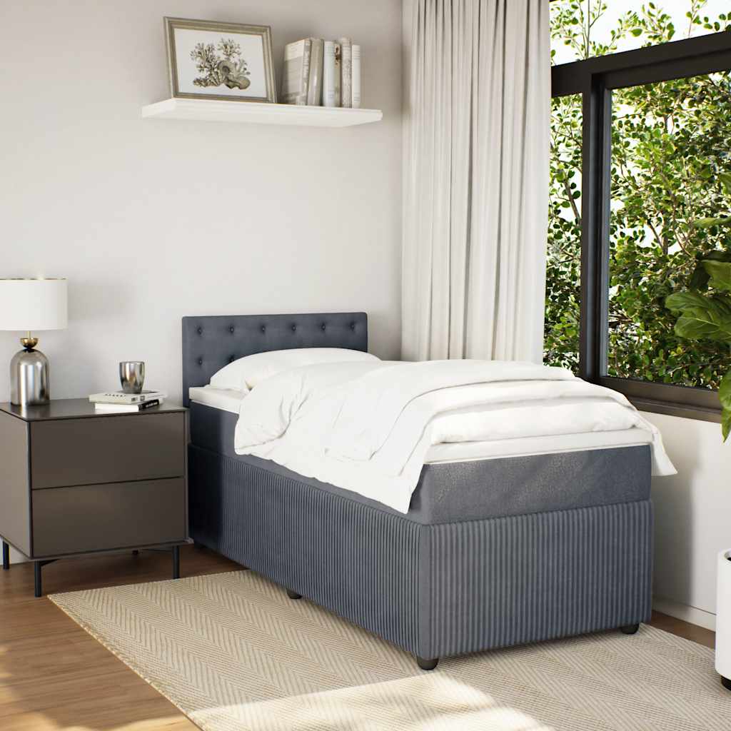 Box spring krevet s madracem tamnosivi 80 x 200 cm baršunasti