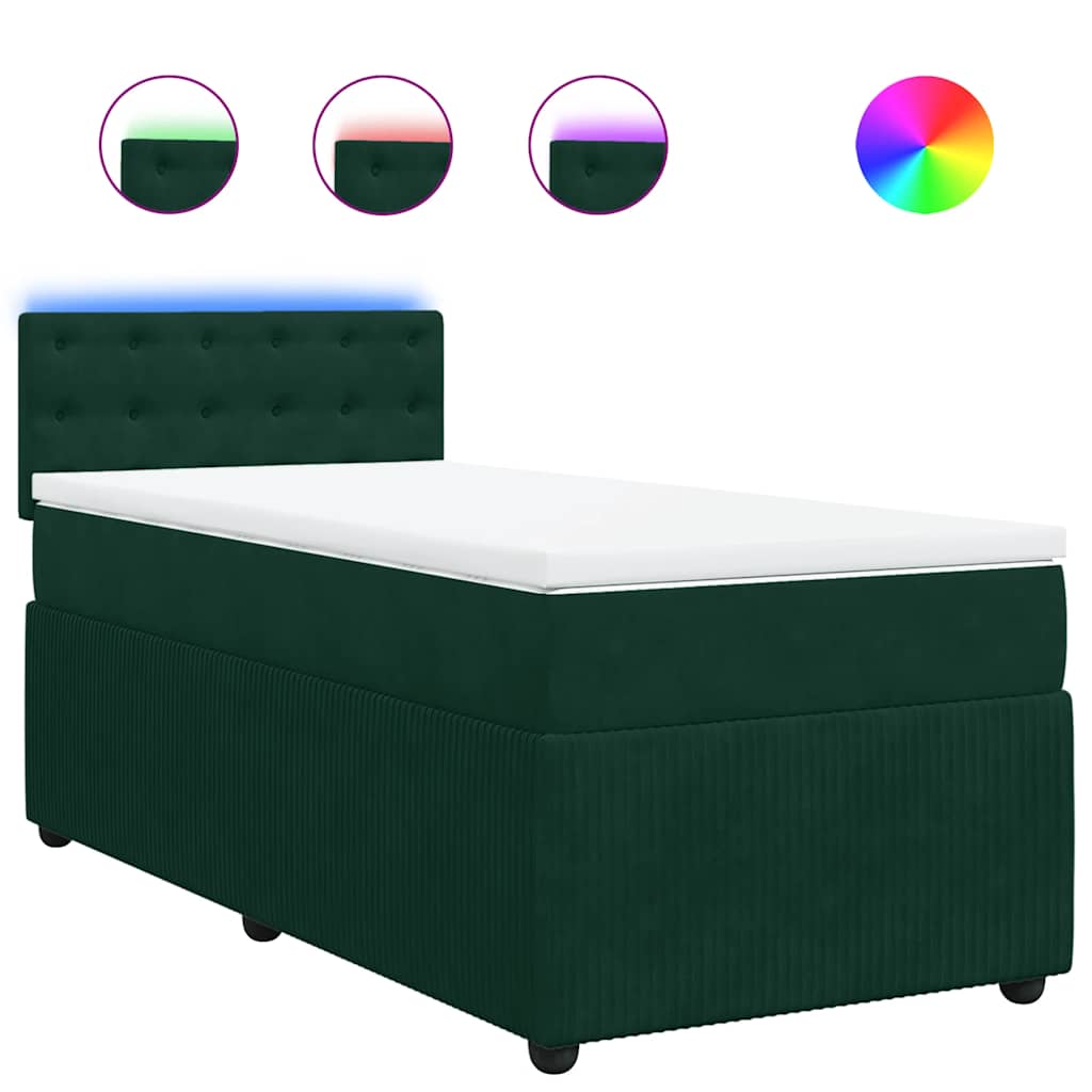 Box spring krevet s madracem tamnozeleni 80 x 200 cm baršunasti