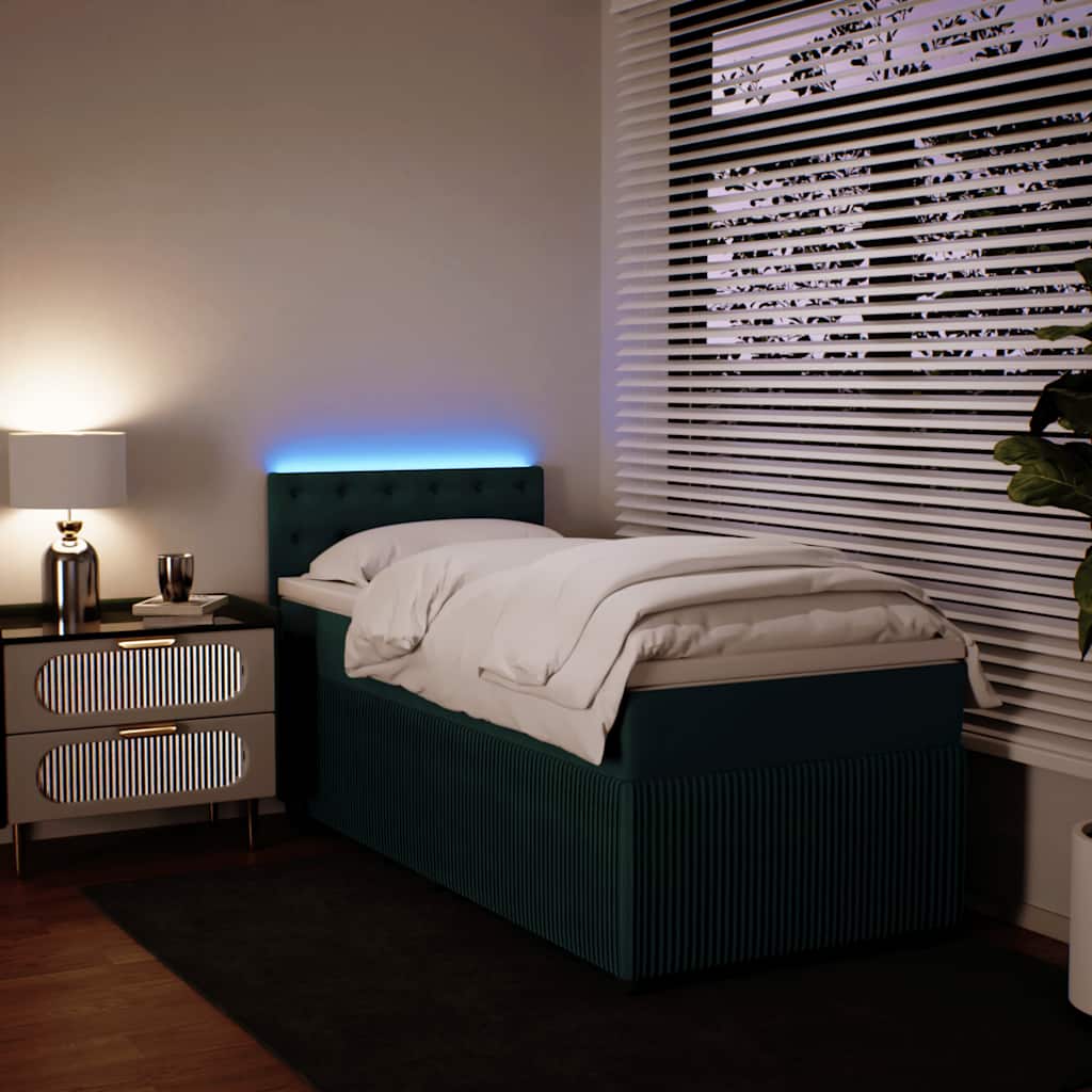 Box spring krevet s madracem tamnozeleni 80 x 200 cm baršunasti