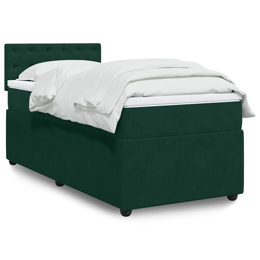 Box spring krevet s madracem tamnozeleni 80 x 200 cm baršunasti