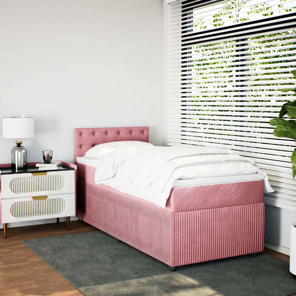 Box spring krevet s madracem ružičasti 80 x 200 cm baršunasti