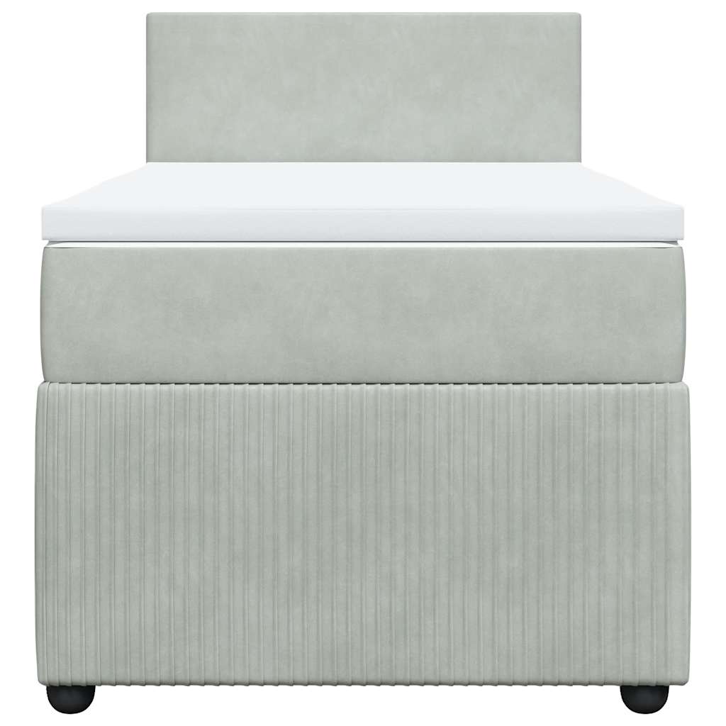 Box spring krevet s madracem svjetlosivi 90x190 cm baršunasti