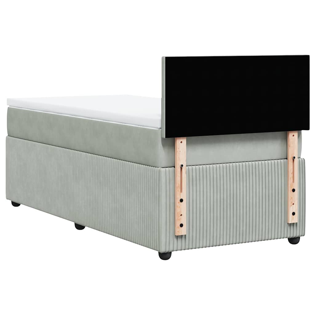 Box spring krevet s madracem svjetlosivi 90x190 cm baršunasti