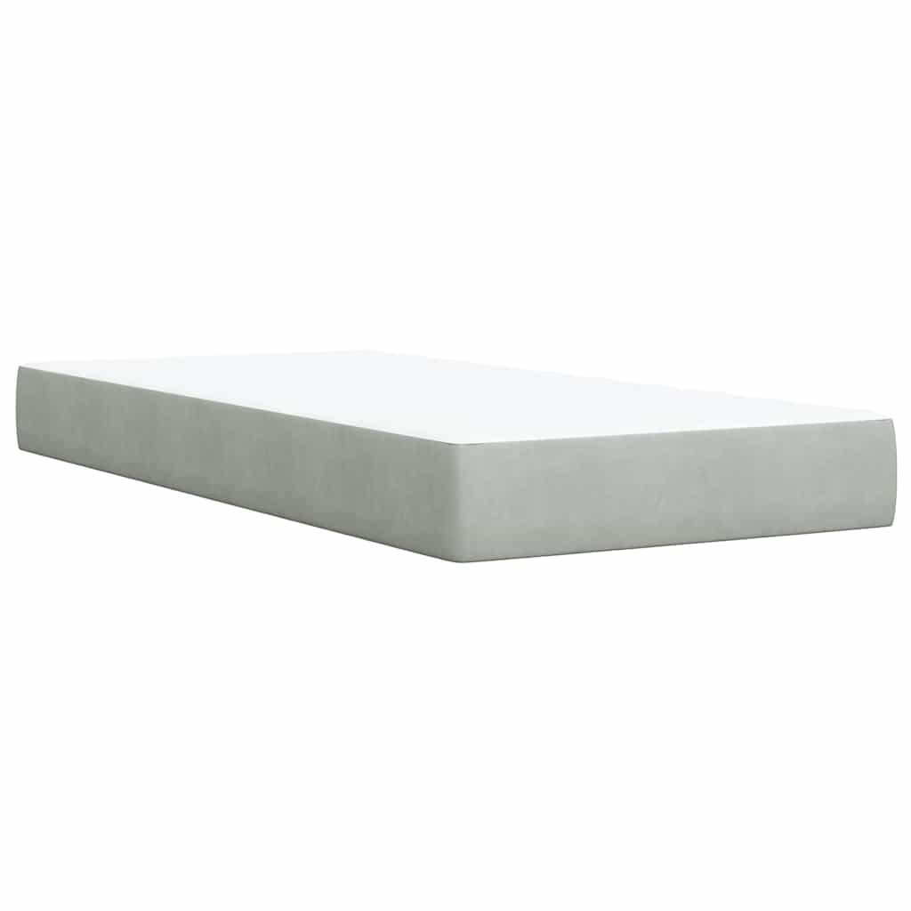 Box spring krevet s madracem svjetlosivi 90x190 cm baršunasti