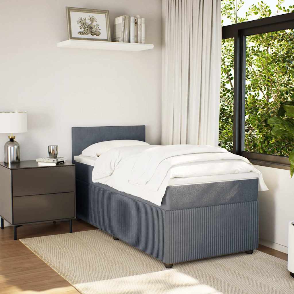 Box spring krevet s madracem tamnosivi 90x190 cm baršunasti