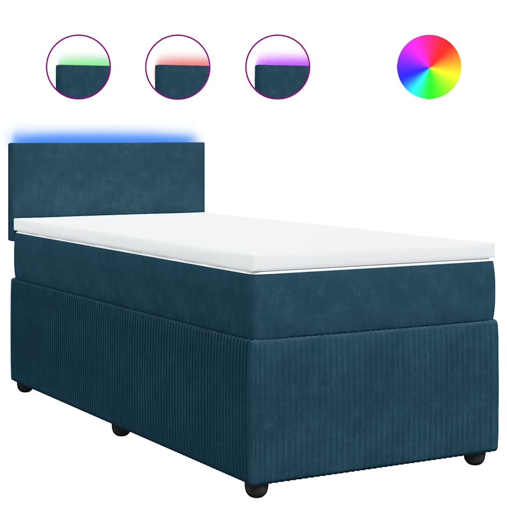 Box spring krevet s madracem plavi 90x190 cm baršunasti