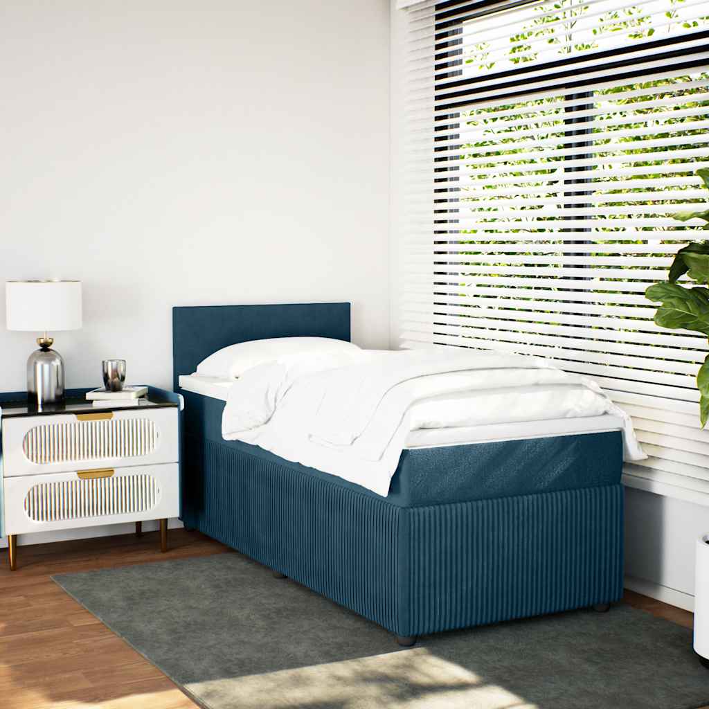 Box spring krevet s madracem plavi 90x190 cm baršunasti