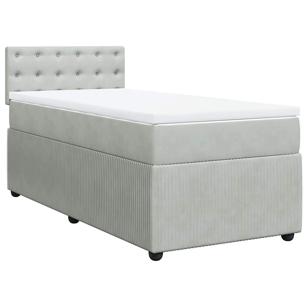 Box spring krevet s madracem svjetlosivi 90x190 cm baršunasti
