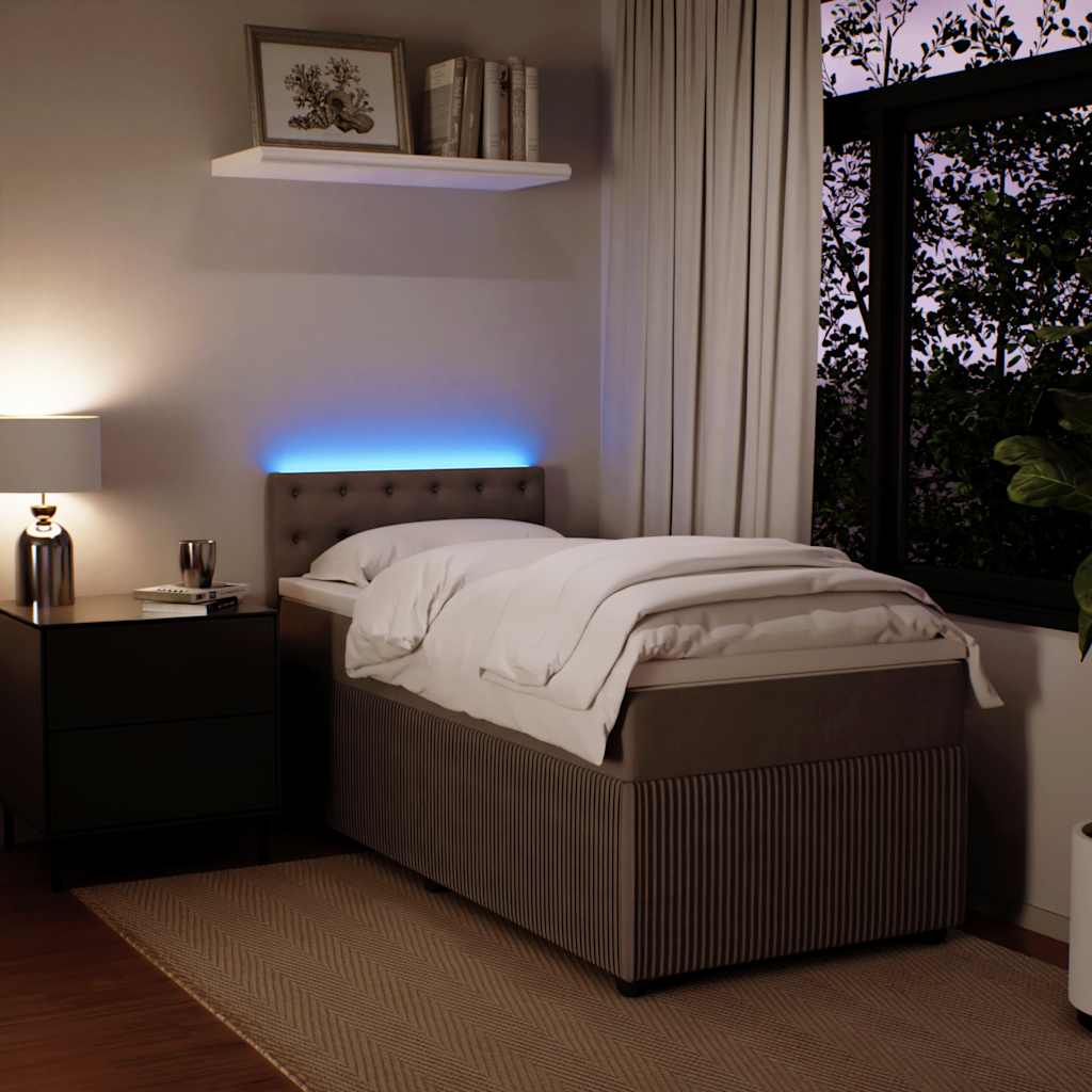 Box spring krevet s madracem svjetlosivi 90x190 cm baršunasti