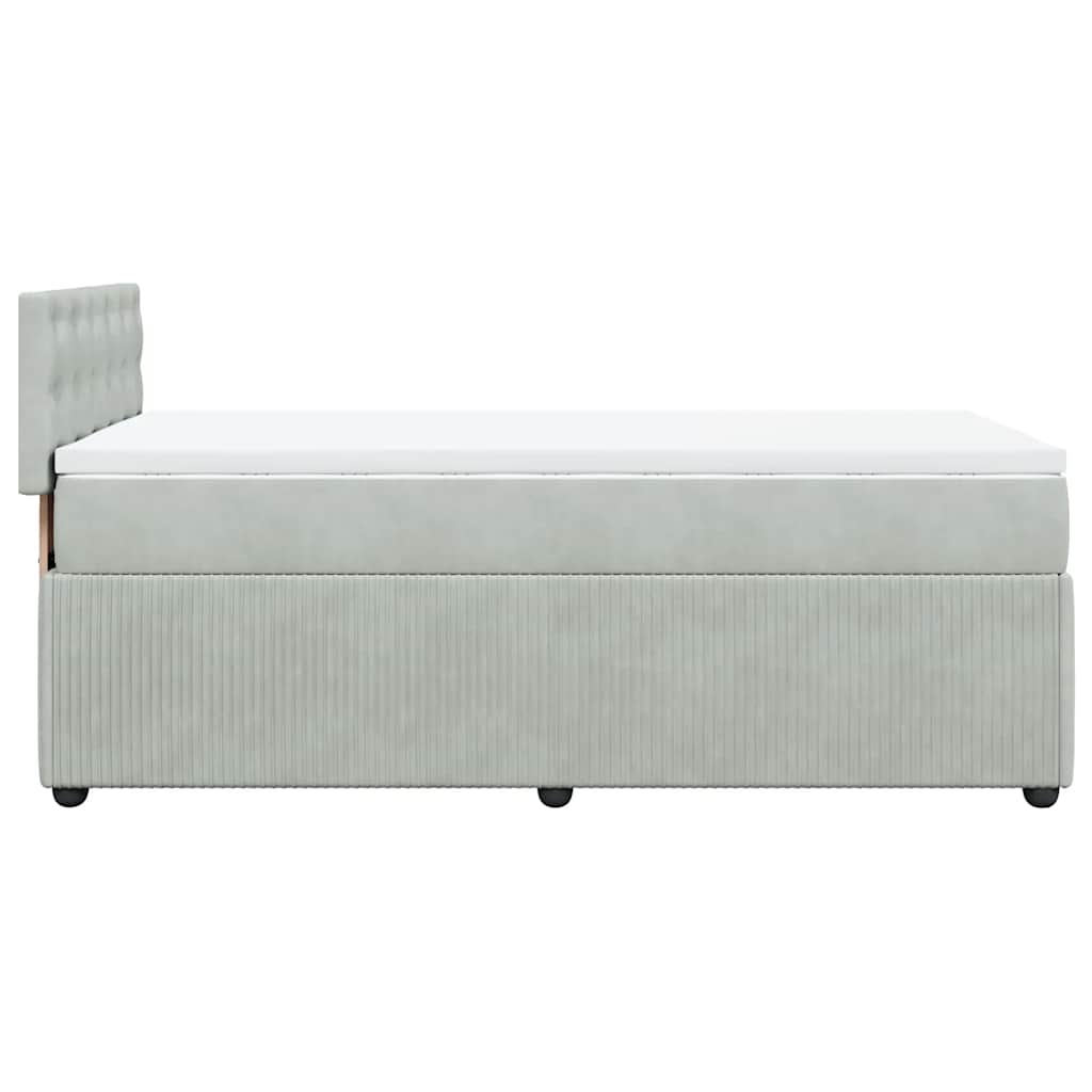 Box spring krevet s madracem svjetlosivi 90x190 cm baršunasti