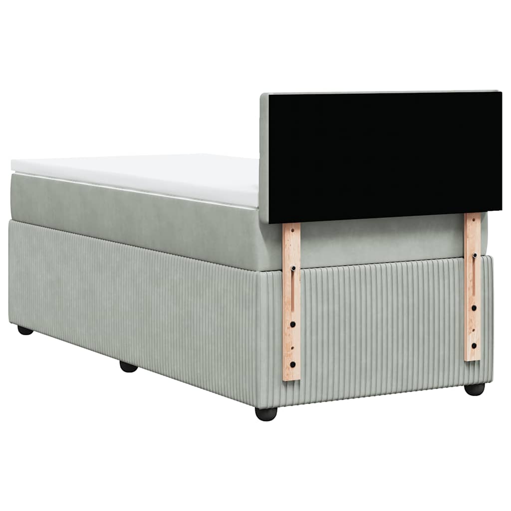 Box spring krevet s madracem svjetlosivi 90x190 cm baršunasti