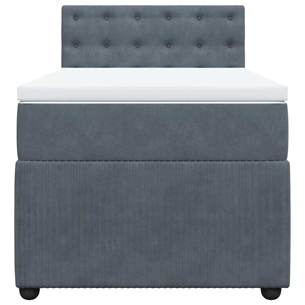 Box spring krevet s madracem tamnosivi 90x190 cm baršunasti