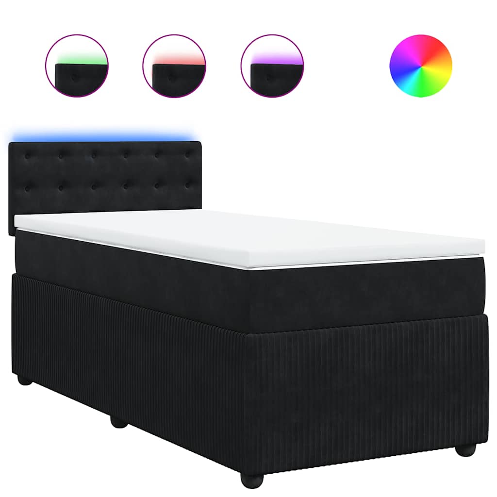 Box spring krevet s madracem crni 90x190 cm baršunasti