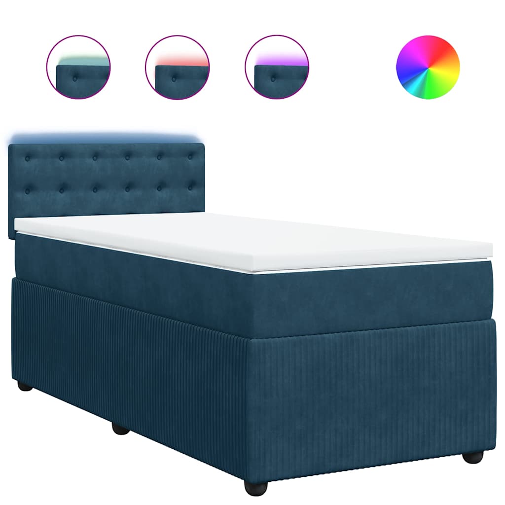 Box spring krevet s madracem plavi 90x190 cm baršunasti