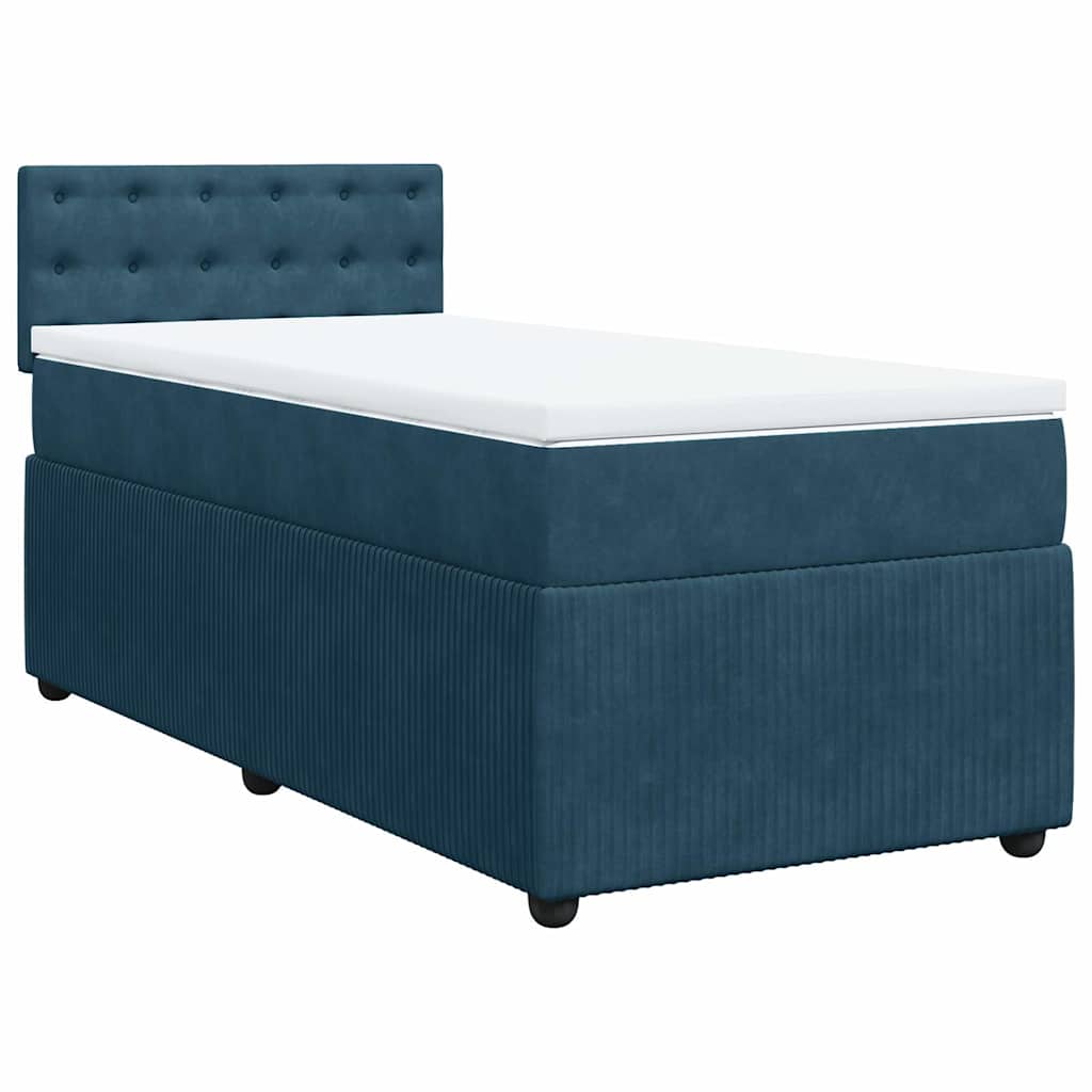 Box spring krevet s madracem plavi 90x190 cm baršunasti