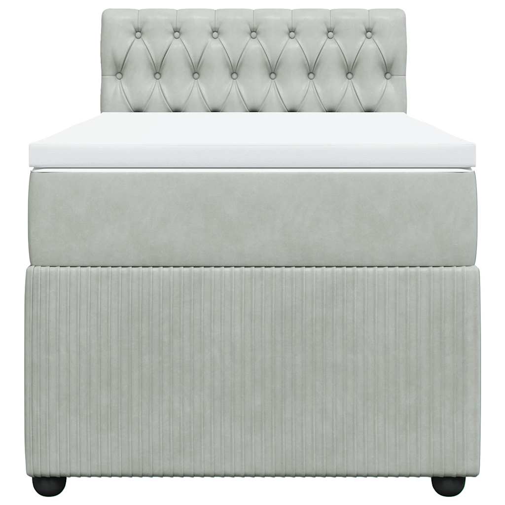 Box spring krevet s madracem svjetlosivi 90x190 cm baršunasti