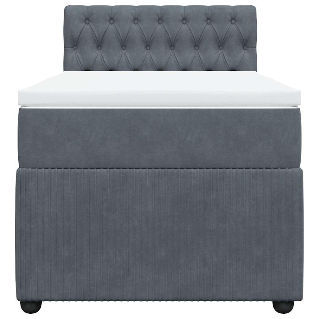 Box spring krevet s madracem tamnosivi 90x190 cm baršunasti