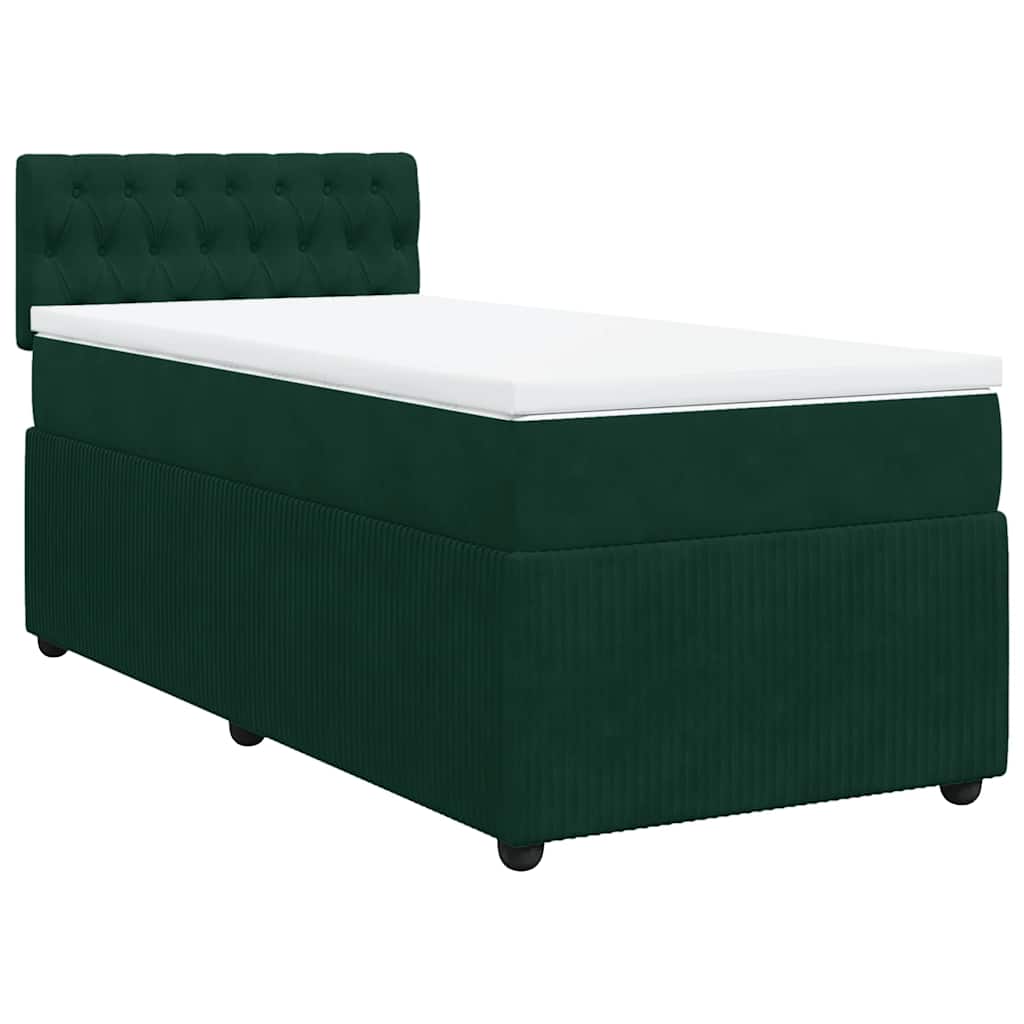 Box spring krevet s madracem tamnozeleni 90x190 cm baršunasti